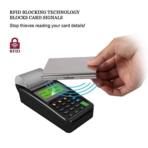 KOD Blocking Security Slim Card Holder Case for Men and Women - Pop Up Slim Minimalist Credit Card Holder (Silver 8 Sot Card Holder)