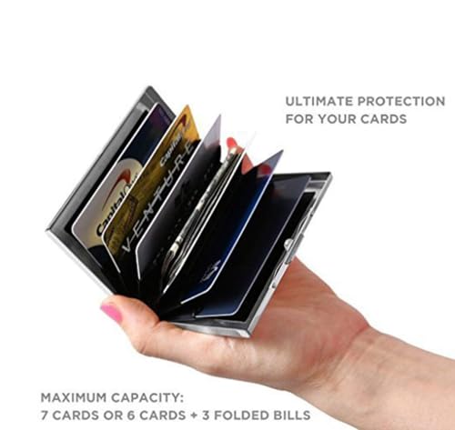 KOD Blocking Security Slim Card Holder Case for Men and Women - Pop Up Slim Minimalist Credit Card Holder (Silver 8 Sot Card Holder)