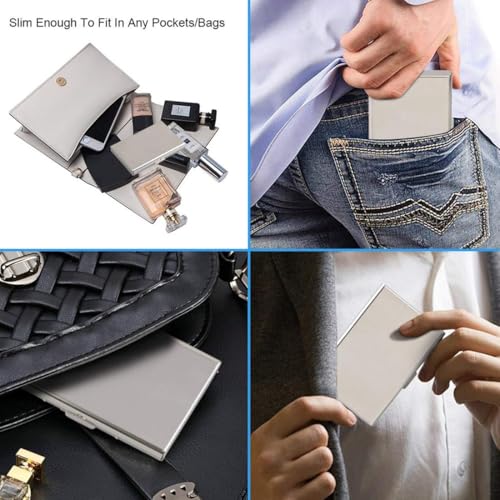 KOD Blocking Security Slim Card Holder Case for Men and Women - Pop Up Slim Minimalist Credit Card Holder (Silver 8 Sot Card Holder)
