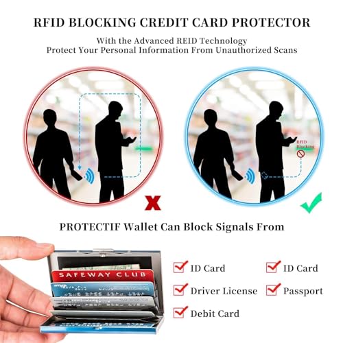 KOD Blocking Security Slim Card Holder Case for Men and Women - Pop Up Slim Minimalist Credit Card Holder (Silver 8 Sot Card Holder)