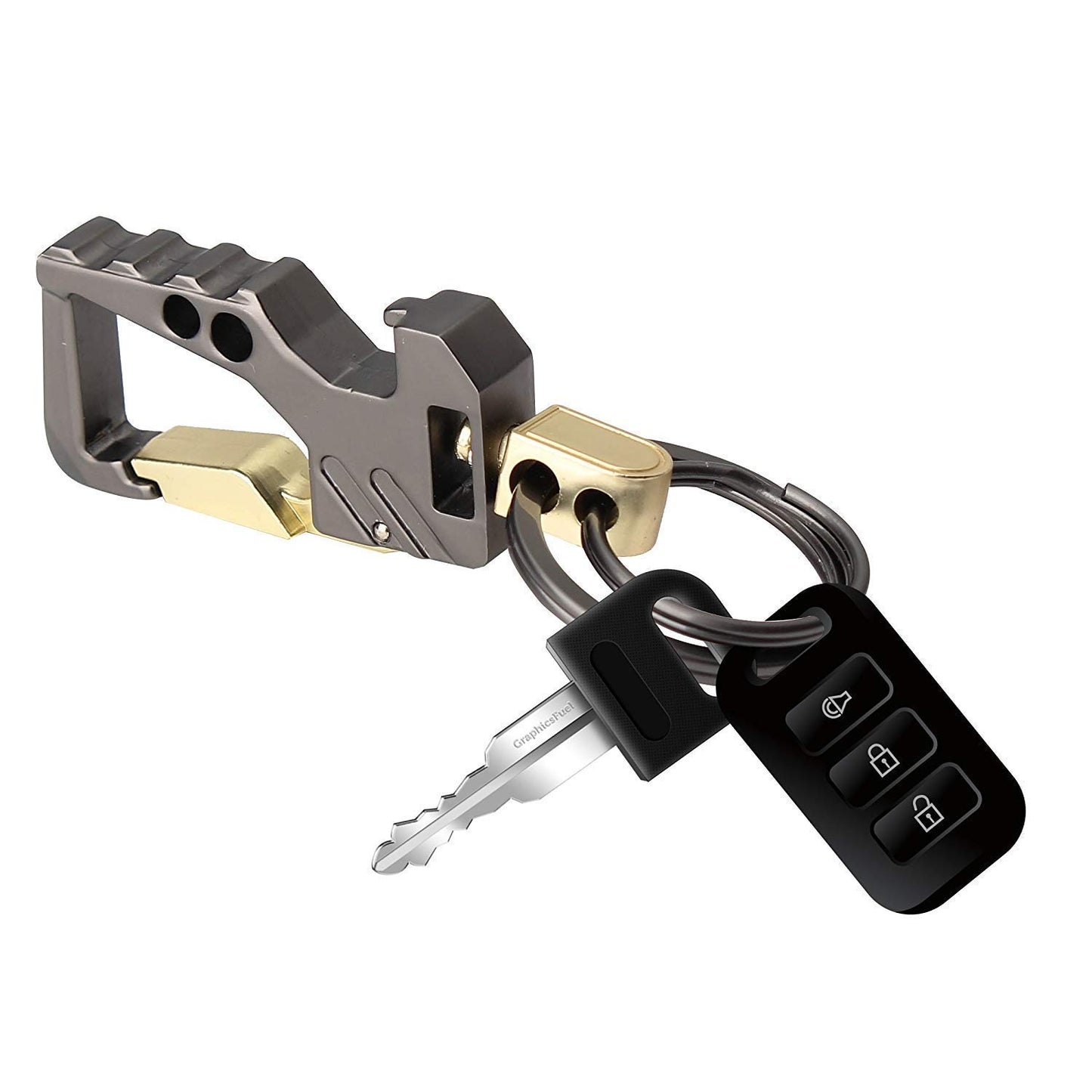 KOD Hook Locking Double Rings Metal Keychain For Bike and Car Keys