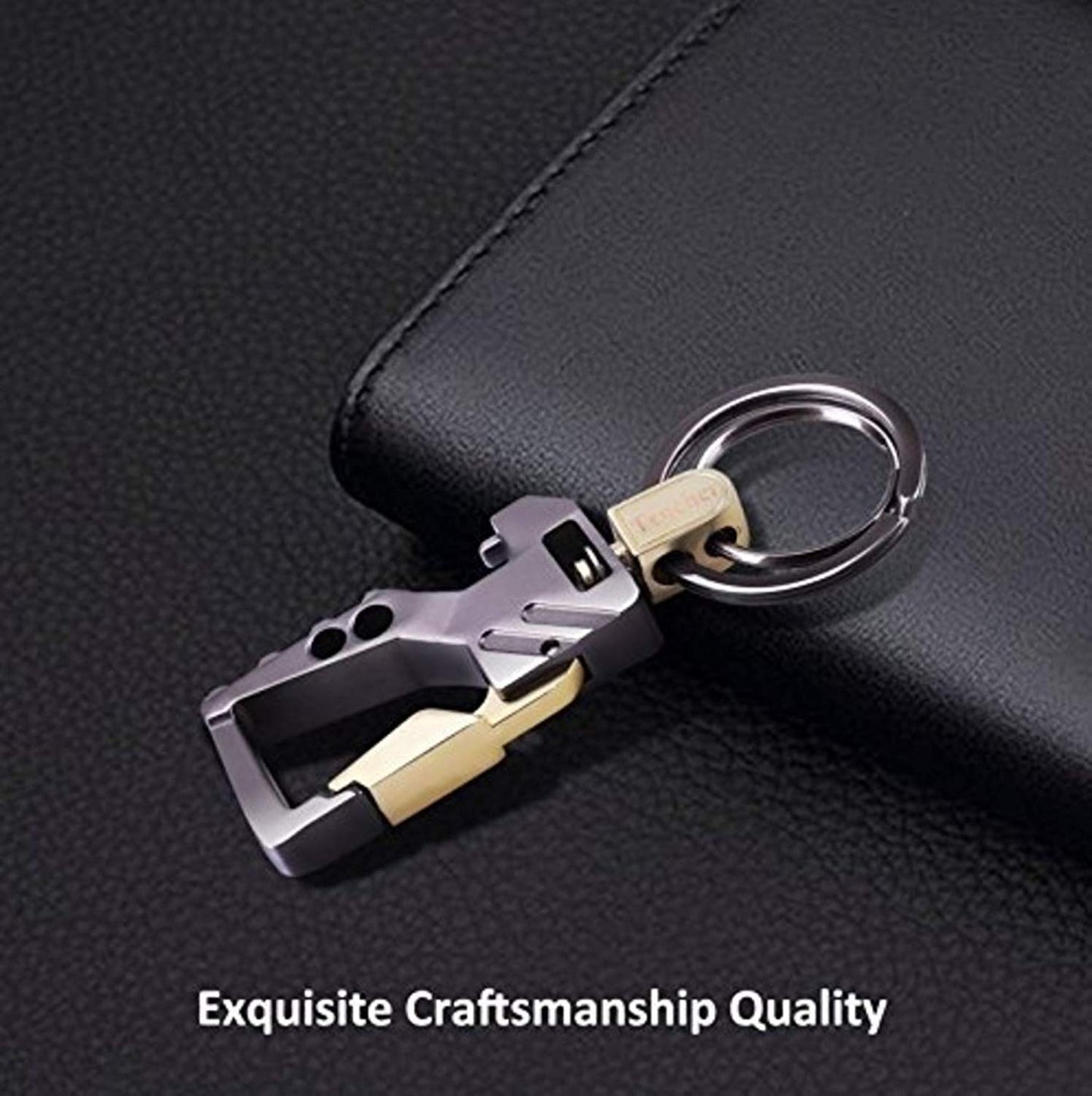 KOD Hook Locking Double Rings Metal Keychain For Bike and Car Keys