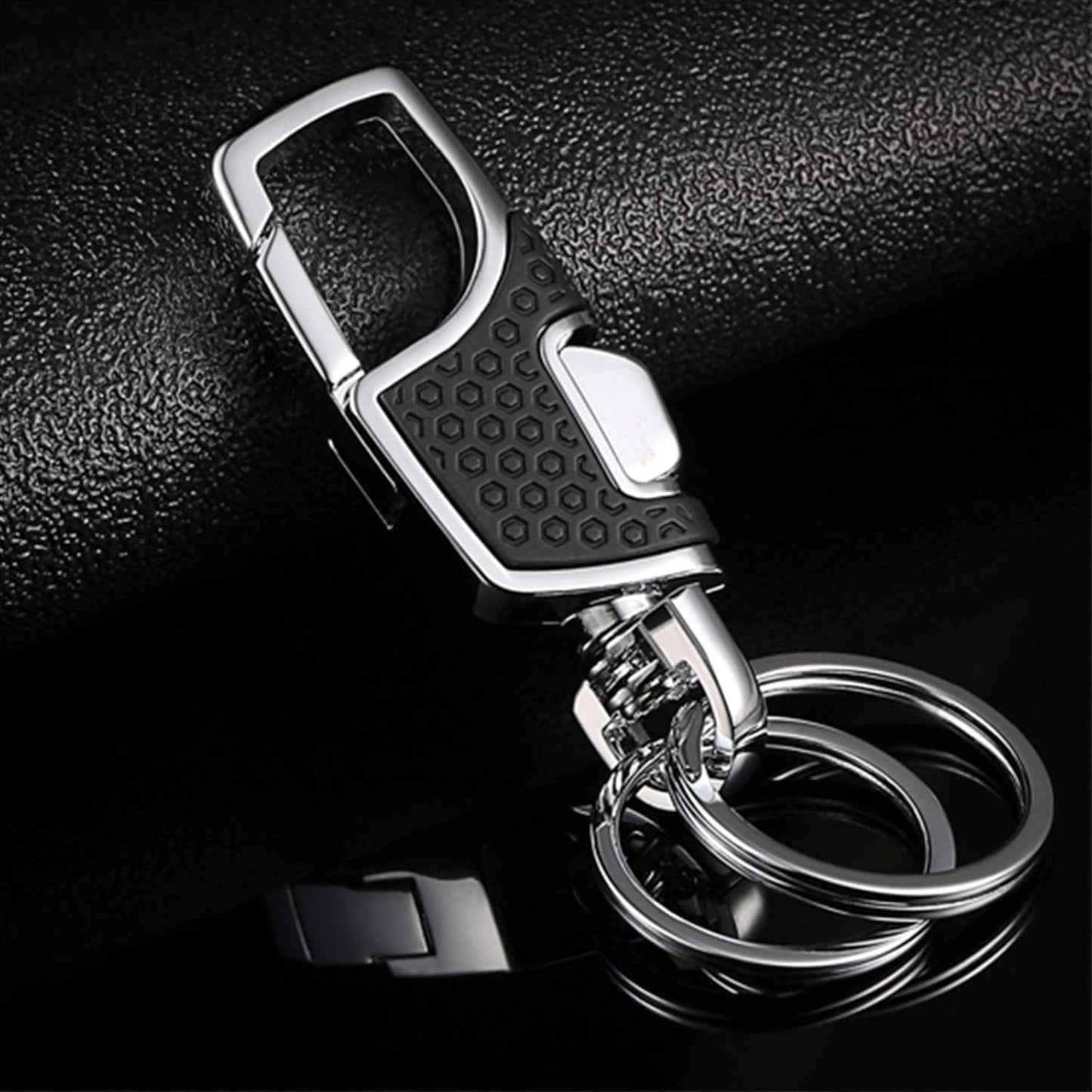 KOD Hook Locking Double Rings Metal Keychain For Bike and Car Keys