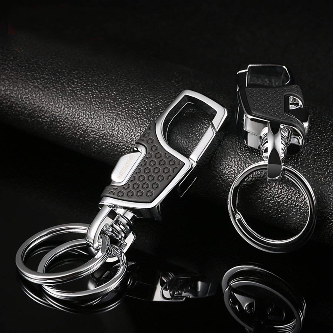 KOD Hook Locking Double Rings Metal Keychain For Bike and Car Keys
