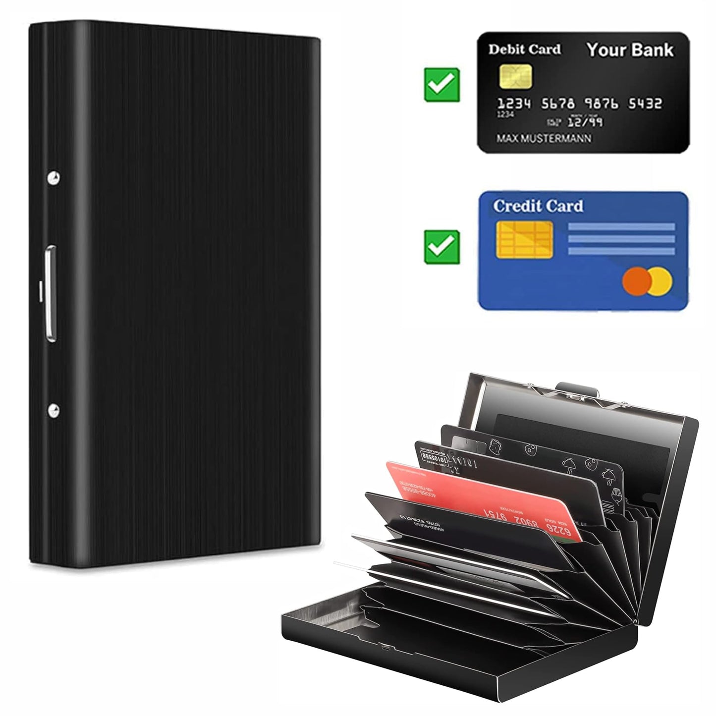 KOD Blocking Security Slim Card Holder Case for Men and Women - Pop Up Slim Minimalist Credit Card Holder (Silver 8 Sot Card Holder)