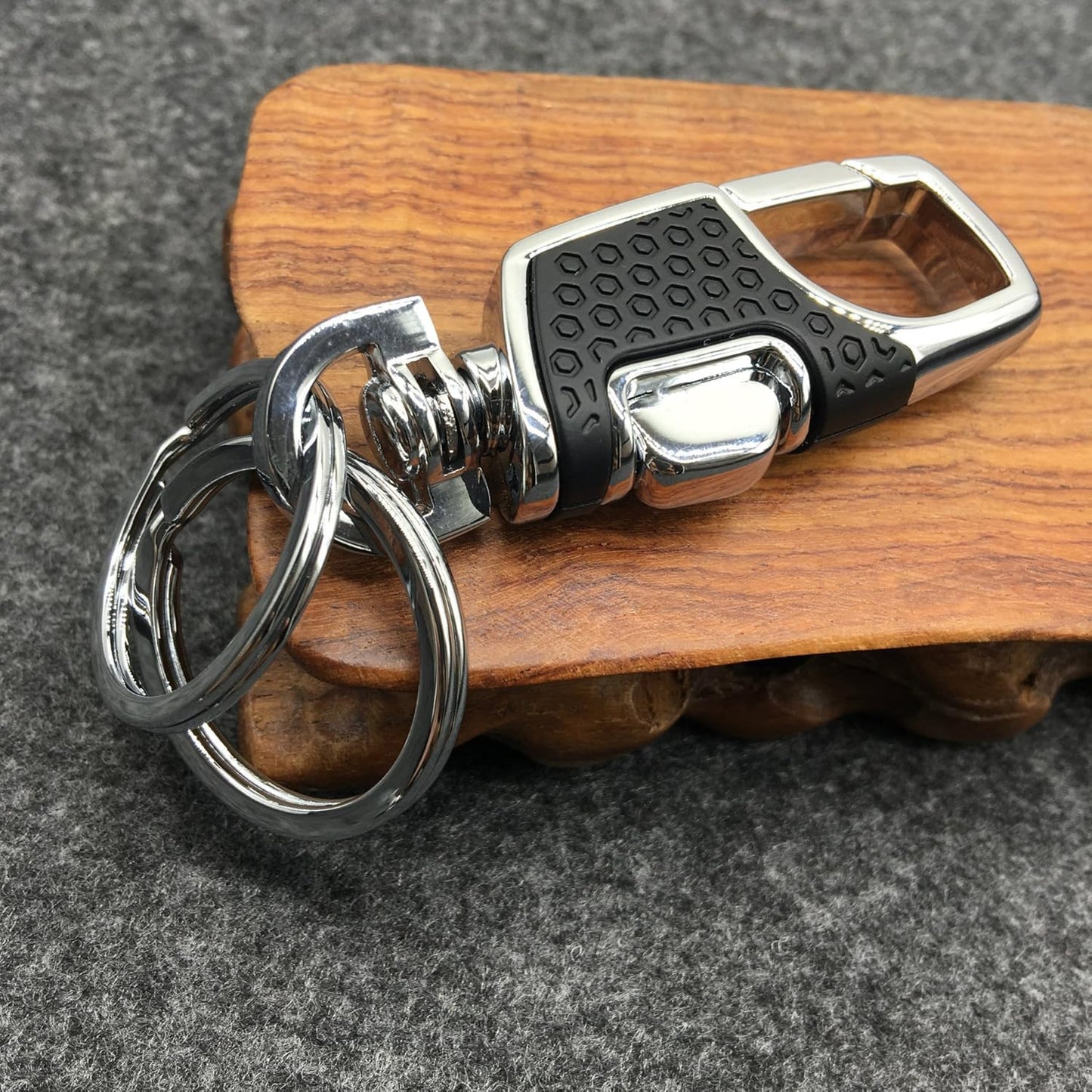KOD Hook Locking Double Rings Metal Keychain For Bike and Car Keys