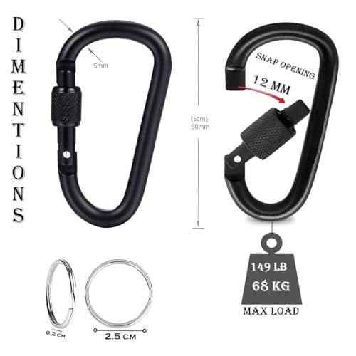 KART ON DEMAND Aluminium D-Shape Black Carabiner Keychain (1)