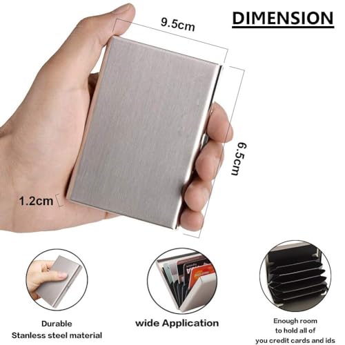 KOD Blocking Security Slim Card Holder Case for Men and Women - Pop Up Slim Minimalist Credit Card Holder (Silver 8 Sot Card Holder)