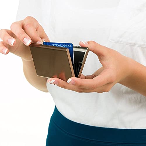 KOD Blocking Security Slim Card Holder Case for Men and Women - Pop Up Slim Minimalist Credit Card Holder (Silver 8 Sot Card Holder)