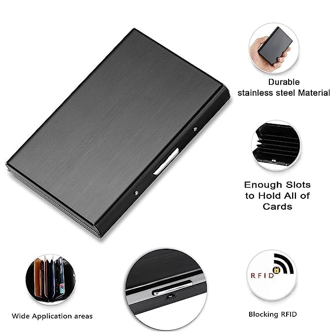 KOD Blocking Security Slim Card Holder Case for Men and Women - Pop Up Slim Minimalist Credit Card Holder (Silver 8 Sot Card Holder)
