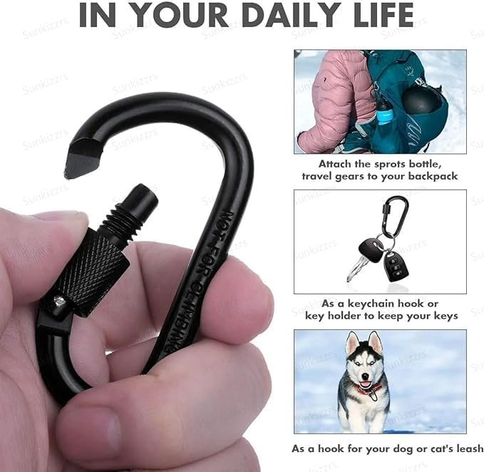 KART ON DEMAND Aluminium D-Shape Black Carabiner Keychain (1)