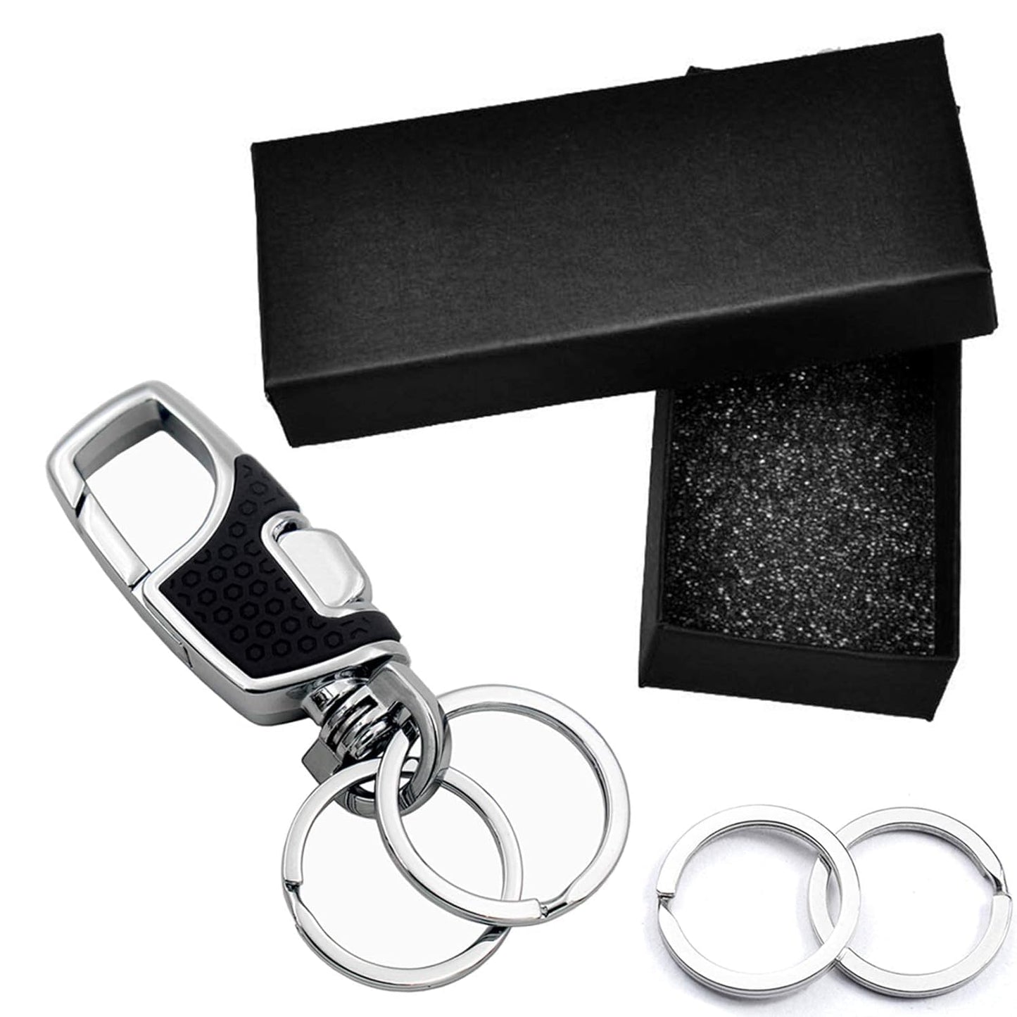 KOD Hook Locking Double Rings Metal Keychain For Bike and Car Keys