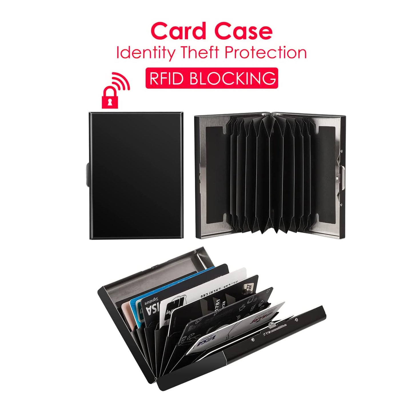 KOD Blocking Security Slim Card Holder Case for Men and Women - Pop Up Slim Minimalist Credit Card Holder (Silver 8 Sot Card Holder)