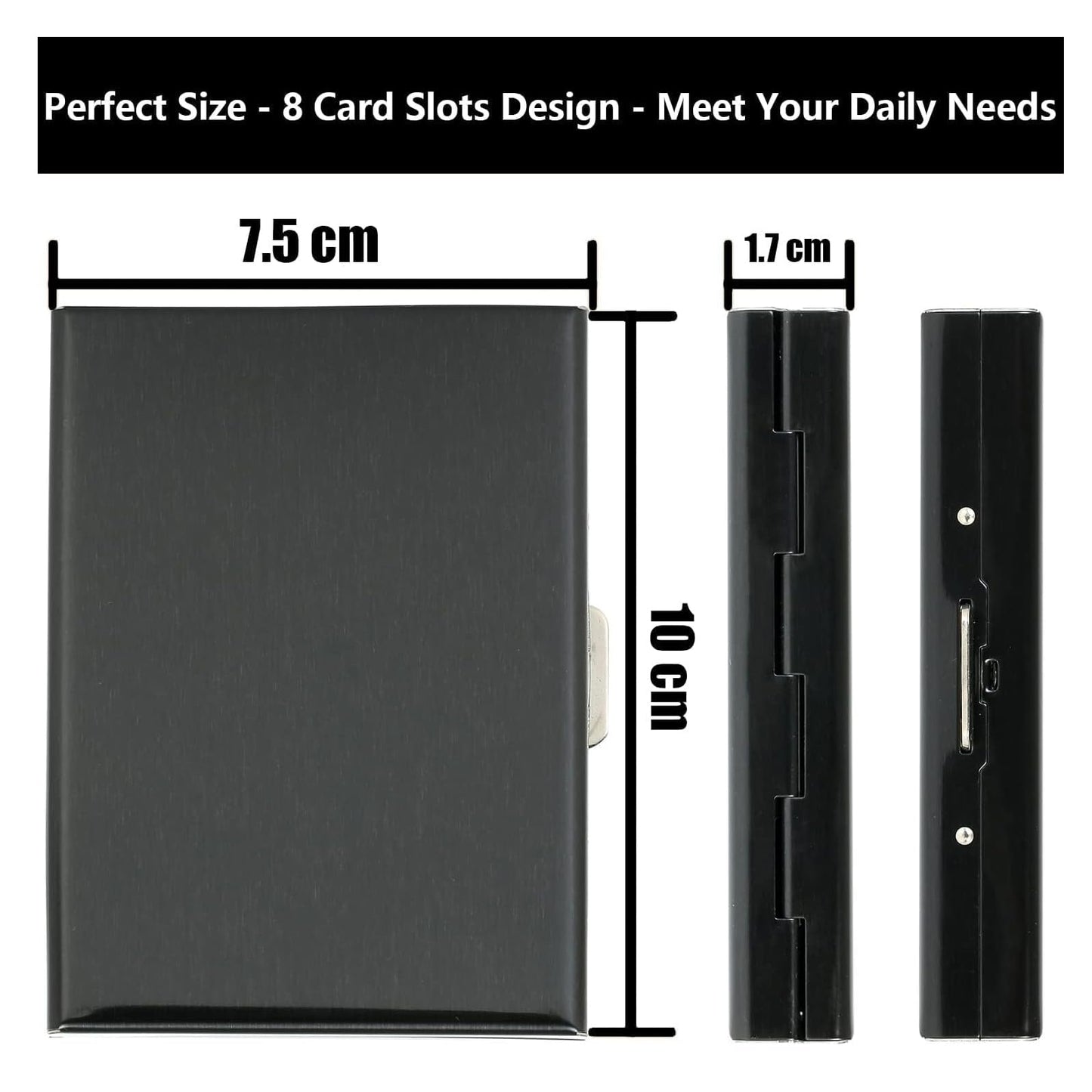 KOD Blocking Security Slim Card Holder Case for Men and Women - Pop Up Slim Minimalist Credit Card Holder (Silver 8 Sot Card Holder)