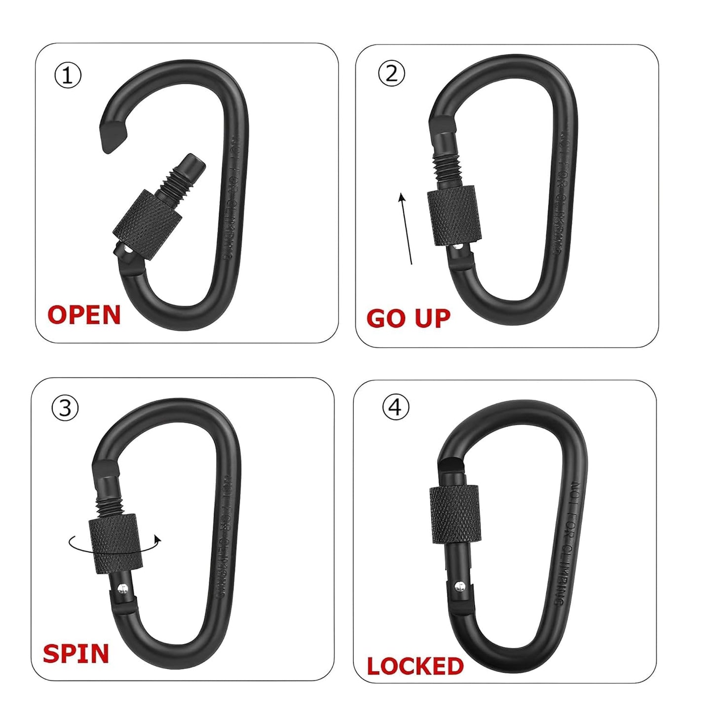 KART ON DEMAND Aluminium D-Shape Black Carabiner Keychain (1)
