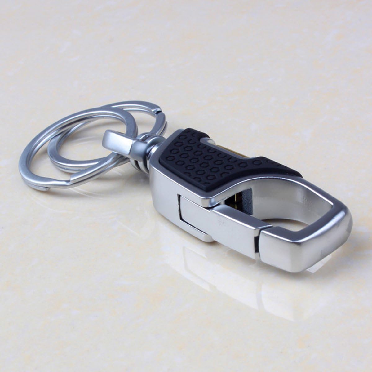 KOD Hook Locking Double Rings Metal Keychain For Bike and Car Keys