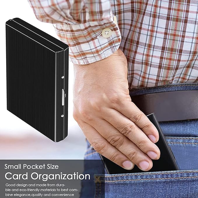 KOD Blocking Security Slim Card Holder Case for Men and Women - Pop Up Slim Minimalist Credit Card Holder (Silver 8 Sot Card Holder)