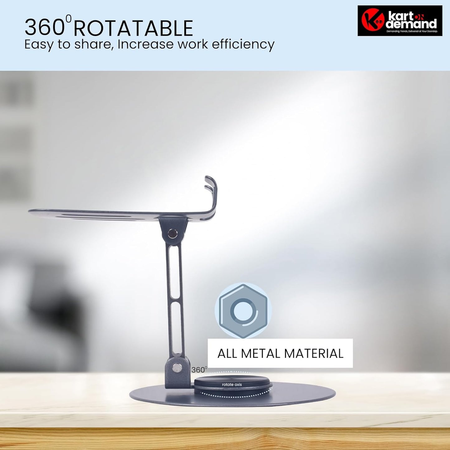 KART ON DEMAND KOD 360° Angle Rotating & Height Adjustable Mobile Stand, Mobile Holder for Table, Phone Stand Holder, Mobile Holder for Table