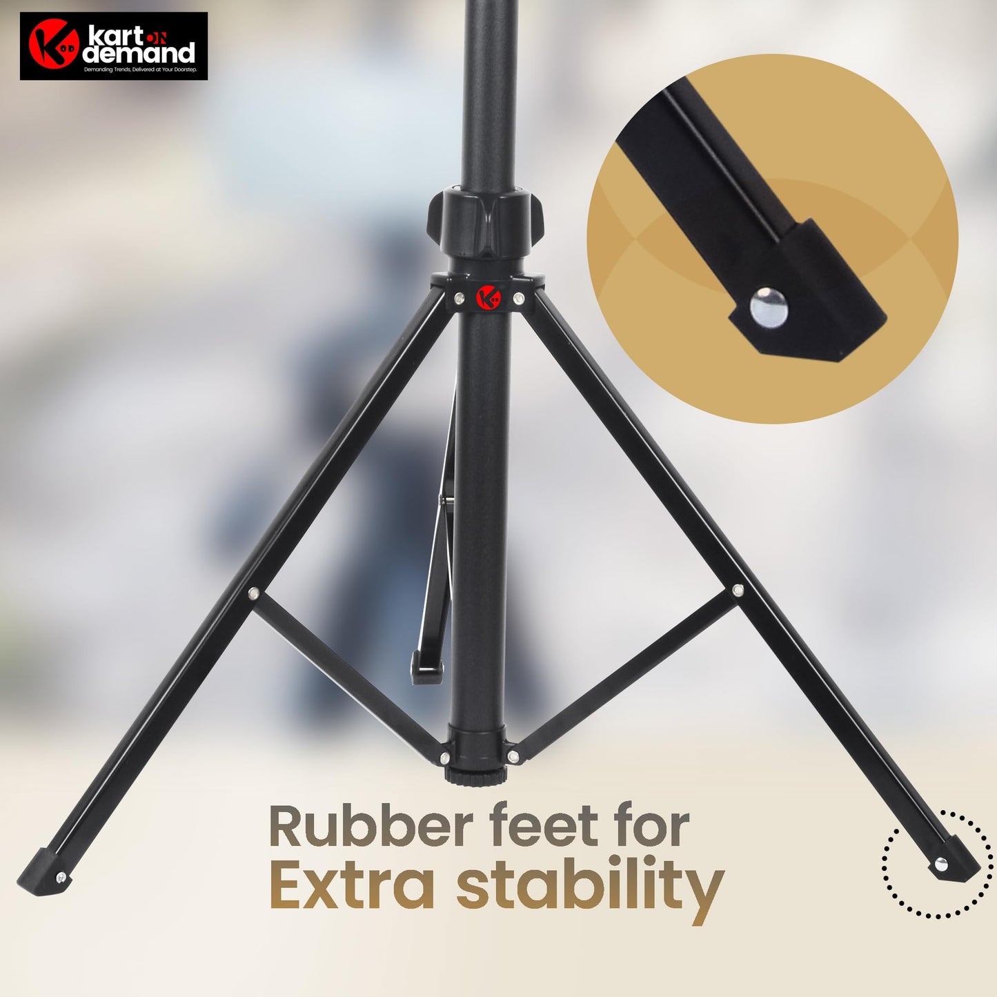 KOD Lightweight & Portable Portable 6.1 Feet (74 Inch) Long Tripod Stand Lightweight & Portable with Adjustable Clip for All Mobiles & Cameras Black & 24k Golden Finished