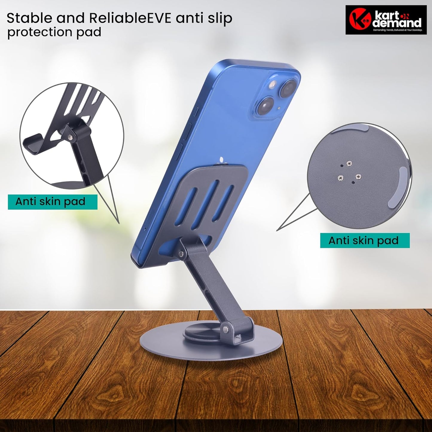 KART ON DEMAND KOD 360° Angle Rotating & Height Adjustable Mobile Stand, Mobile Holder for Table, Phone Stand Holder, Mobile Holder for Table